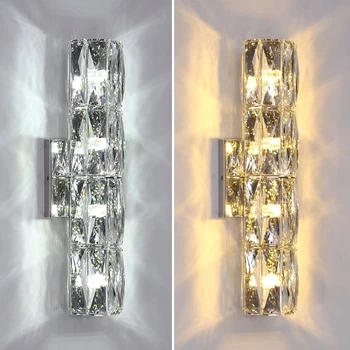 Modern Gelişmiş LED Kristal Duvar Lambası 3 renk Dimmaing 110 V 220 V Duvar iç mekan lambası yatak odası başlık oturma odası Aydınlatma