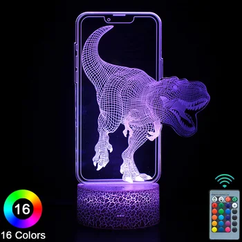 Dinozor LED 3D gece ışıkları dokunmatik uzaktan kumanda yenilik masa masa lambası odası dekor Noel doğum günü hediyesi-No. 2589