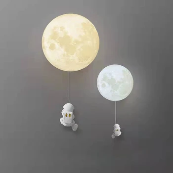 Çocuk Odası Gezegen Duvar Lambaları Modern Minimalist Yaratıcı Astronot Tam çizgi film çocuğu Yatak Odası Başucu Arka Plan Duvara Monte