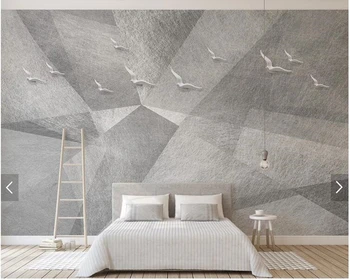 Özel papel de parede 3D, soyut geometrik ve kuş duvar kağıdı duvar oturma odası yatak odası kanepe arka plan ev dekor için