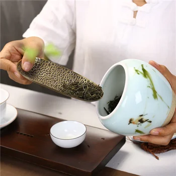Bakır Çay Töreni Parçaları Paslanmaz Çelik Zecha Lotus Izgara Sanat Malzemeleri Alaşım Kaşık Çay Kaşığı Kung Fu çay seti Ev Dekorasyon