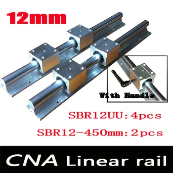 12mm lineer ray SBR12 L 450mm destek rayları 2 adet + 4 adet SBR12UU blokları CNC 12mm lineer mil destek rayları