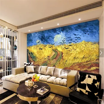 Van Gogh Yağlıboya 3D Fotoğraf Duvar Kağıtları Oturma Odası Yatak Odası Yemek Odası Duvar Duvar Kağıtları Ev Dekor Papel De Parede 3D