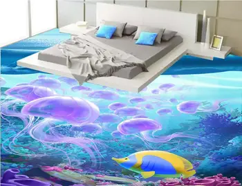 Özelleştirmek 3D Döşeme banyo duvar kağıdı mercan vinil Duvar Kağıdı Yer karoları Ev geliştirme Duvar 3D