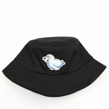2021 Karikatür Deniz Aslanı Nakış Pamuk Kova Şapka Balıkçı Şapka Açık Seyahat güneşlikli kep Şapka Erkekler ve Kadınlar için 95