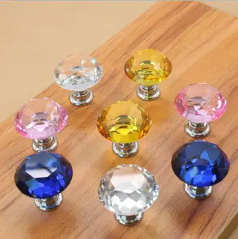 30mm Kristal cam küre Kolları Dolap Çeker Çekmece Kolları Mutfak dolap kolları Mobilya Kolu Donanım YH1583