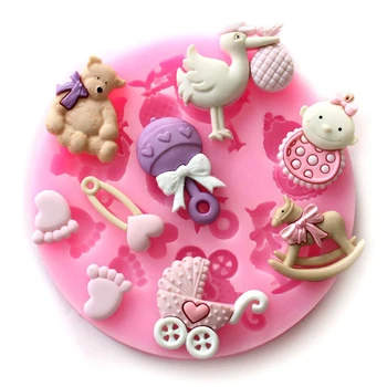 Kuğu, Ayı, Bebek Araba Silikon Fondan Sabun Kalıpları Kek Kalıbı Kek Şeker Çikolata Dekorasyon Pişirme Araçları Mutfak Aksesuarları