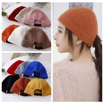 Yeni örgü şapkalar Sonbahar Kış Şapka Kadınlar için Örgü Kaflı Kavun Bere Kap Moda Sokak hip-hop şapka Kore Sıcak Yuppie Kaput
