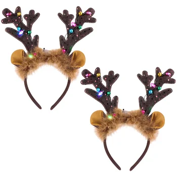 Kafa bandı boynuzları boynuz geyik Led Noel bantlar ren geyiği Aksesuarları Cosplay Lightelk tatil