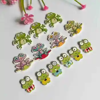 40 adet / grup Ahşap Düğmeler kurbağa düğmeler Scrapbooking Dekoratif Dikiş Aksesuarları Zanaat Boyama Karışık 2 Delik Doğal