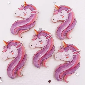 8 ADET Keçe Kumaş Gökkuşağı Glitter Serin Mini Unicorn Aplike Düğün DIY Dikiş Yama Saç Yay Aksesuarları DIY Zanaat E356