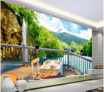 3d duvar kağıdı 3d odası duvar kağıdı manzara Güzel manzara 3D manzara balkon TV zemin