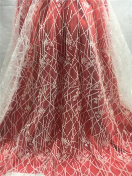 JRB-102134 Temizle beyaz renk Afrika Fransız tül dantel kumaş yapıştırılmış glitter dantel payetli kumaş düğün elbisesi
