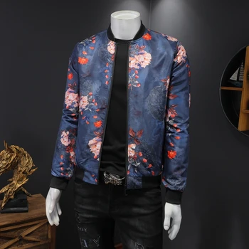 Artı Boyutu 5XL-M Bahar Çiçek Bombacı Ceketler Erkek Giyim 2021 Basit Tüm Maç Uzun Kollu İş Rahat Mont Streetwear Sıcak