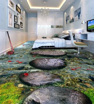 Özel Döşeme 3d Fotoğraf taş Dere Dere nehir su yatak odası Banyo Oturma Odası koridor 3D Döşeme Dekoratif Tablolar