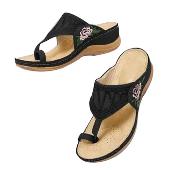 Bayanlar Yeni Yaz Nakış Takozlar Sandalet Ayakkabı Kadın Rahat günlük ayakkabı Sandalias Mujer 2020 Plaj Tatil Sandalet