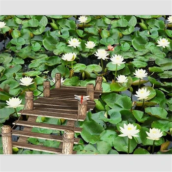 beibehang Duvar Kağıdı özel oturma odası zemin modern lotus gölet su zambak 3D boyama kalın aşınmaya dayanıklı banyo zemin