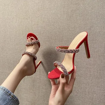 6cm yeni moda slaytlar açık yüksek topuklu terlik parti kadınlar için Ayakkabı 38 39 40